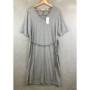 NEW Vince XS Midi Dress Heather Gray Stretch Jersey Short Sleeve